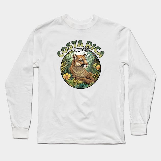 Pura Vida Paradise: Majestic Cougars in Costa Rica Long Sleeve T-Shirt by Costa Rica Designs